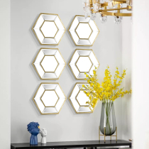 American background wall decorative mirror restaurant Wall Wall Mirror light luxury porch mirror polygon mirror creative living room mirror