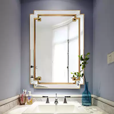 European style mirror neoclassical bathroom mirror household cosmetic room mirror light luxury wall mirror toilet toilet mirror wall style