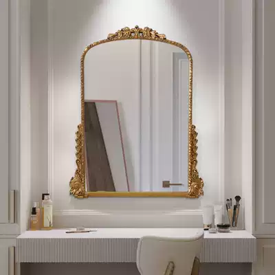 French cosmetic mirror bedroom wall hanging light luxury retro mirror bathroom mirror wall decorative mirror European desktop cosmetic mirror