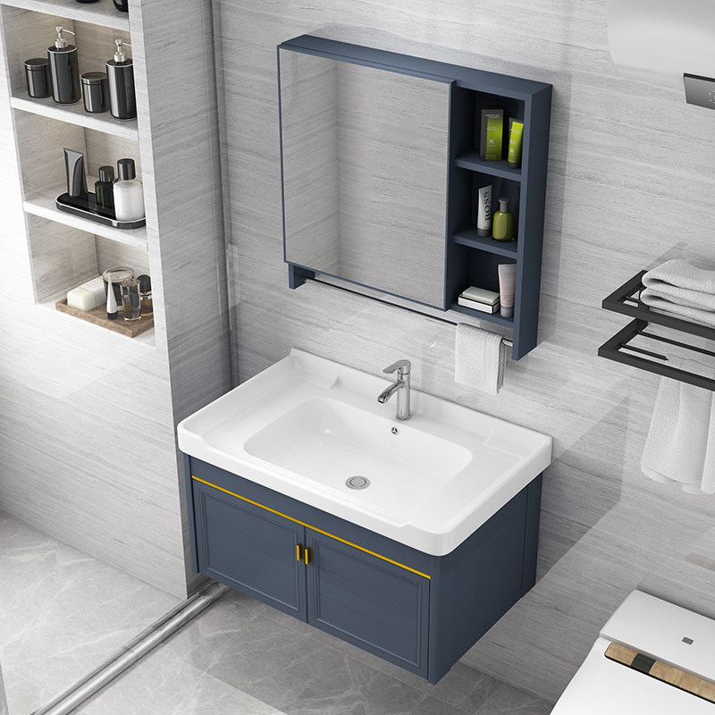 Modern Minimalist Bathroom Suit Space Aluminum Bath Room Cabinet Combination Light Lavish Washbasin Washbasin Dressing Room Wash table