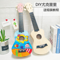 Export Foreign Trade Uniu Kri Riyukriydiy Handmade Assembly Small Guitar Material Bag Painted Hand-painted