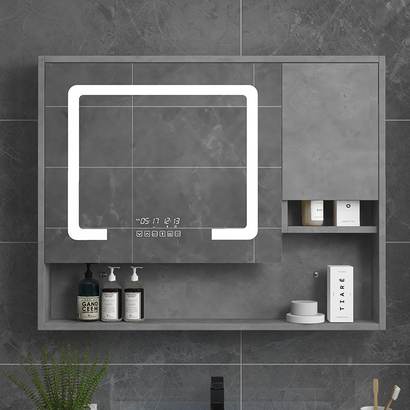Smart mirror cabinet defogging mirror hanging wall type bathroom mirror with shelf toilet solid wood vanity mirror cabinet with light