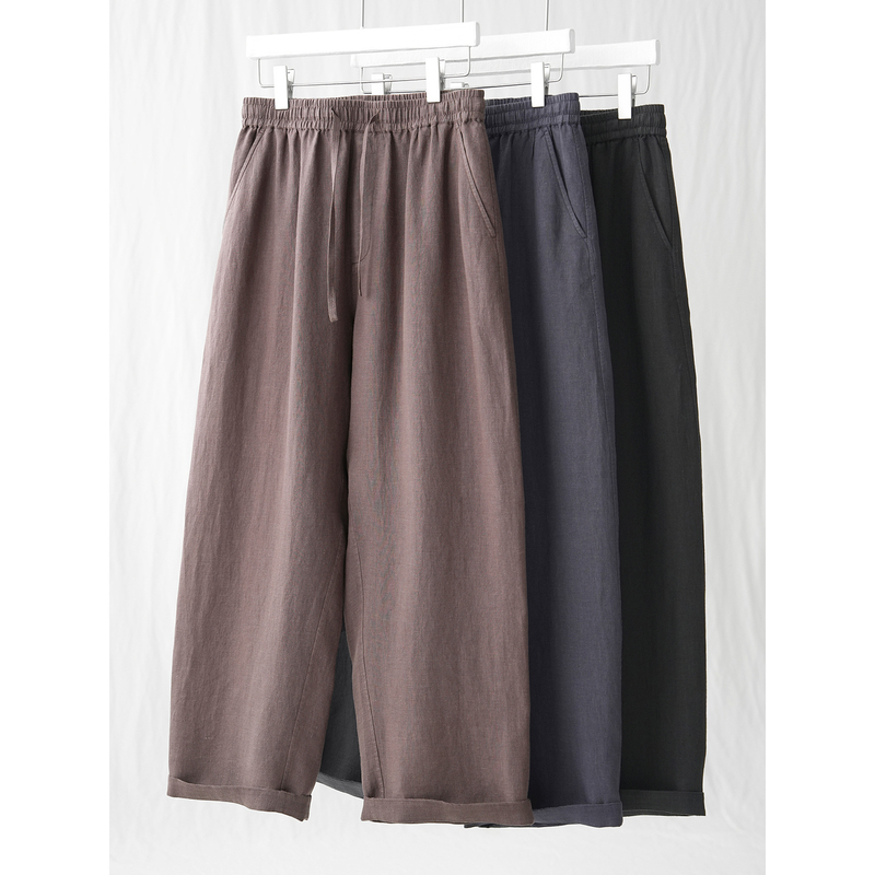 Ma·Fu Quiet Luxury Style European Imported Linen Casual Pants Summer Classic Vintage Drapey Long Pants