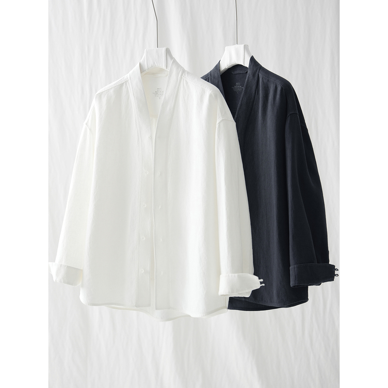 Ma·Fu Exclusive Improved Robe-Style 100% Linen Shirt Summer Traditional Silhouette Lightweight Top Ma·Fu Exclusive Improved Robe-Style 100% Linen Shirt Summer Traditional Silhouette Lightweight Top