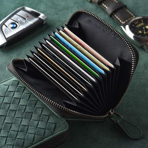 罗诗奴 Мужской плетеный вместительный и большой картхолдер, кошелек, из натуральной кожи