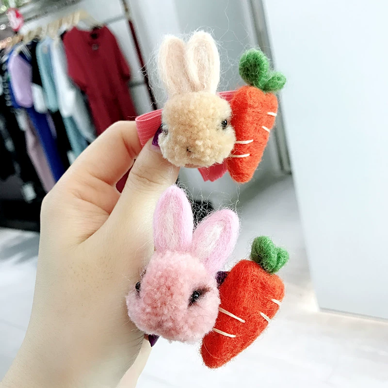 Mũ len dễ thương của Nhật Bản và Hàn Quốc làm bằng tay len cảm thấy dây tóc dày màu cao su ban nhạc thỏ không làm tổn thương tóc bóng đầu dây phụ kiện tóc - Phụ kiện tóc