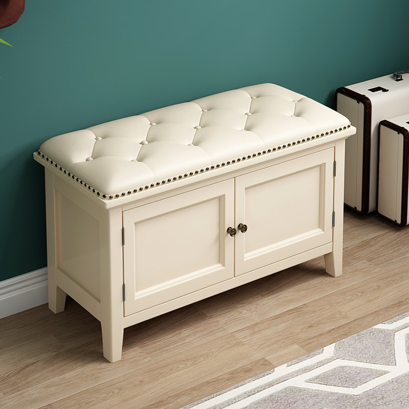 American solid wood changing shoes stool for home entrance door wearing stool shoe cabinet stool integrated doorway containing creative soft bag stool