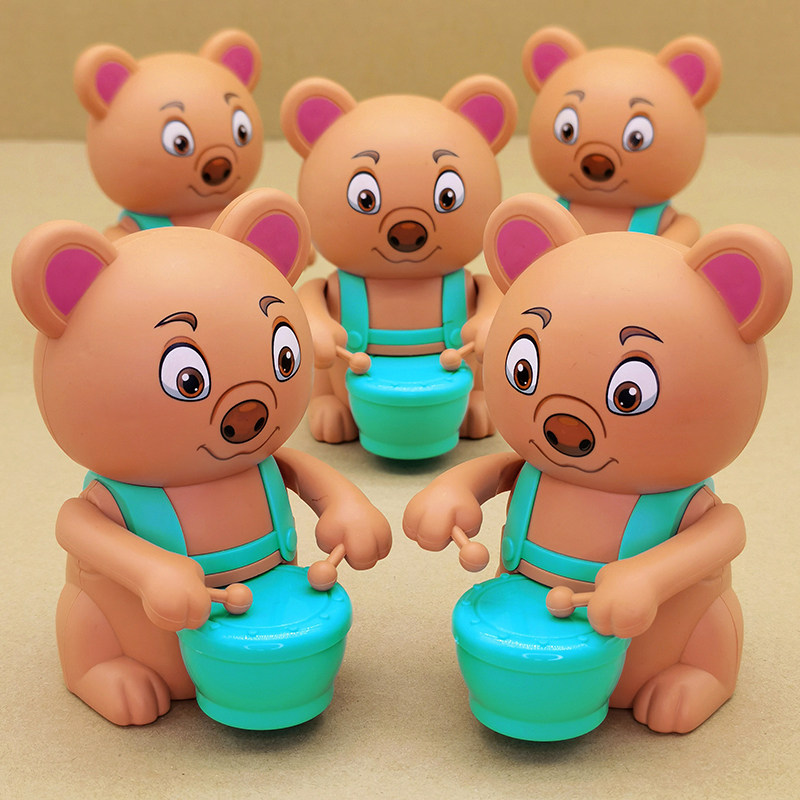 Net Red Upper Chord Clockwork Toy Beating Drum Bear Emulation Animal Cute Baby Puzzle Enlightenment Interactive Learning Climbing 1-4-Taobao