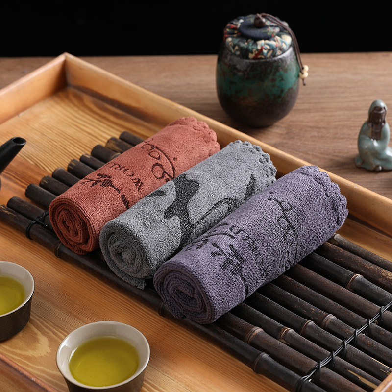 Tea towel six times water absorption high-grade tea towel cloth thick tea towel Zen water absorption tea set rag tea ceremony cotton linen towel