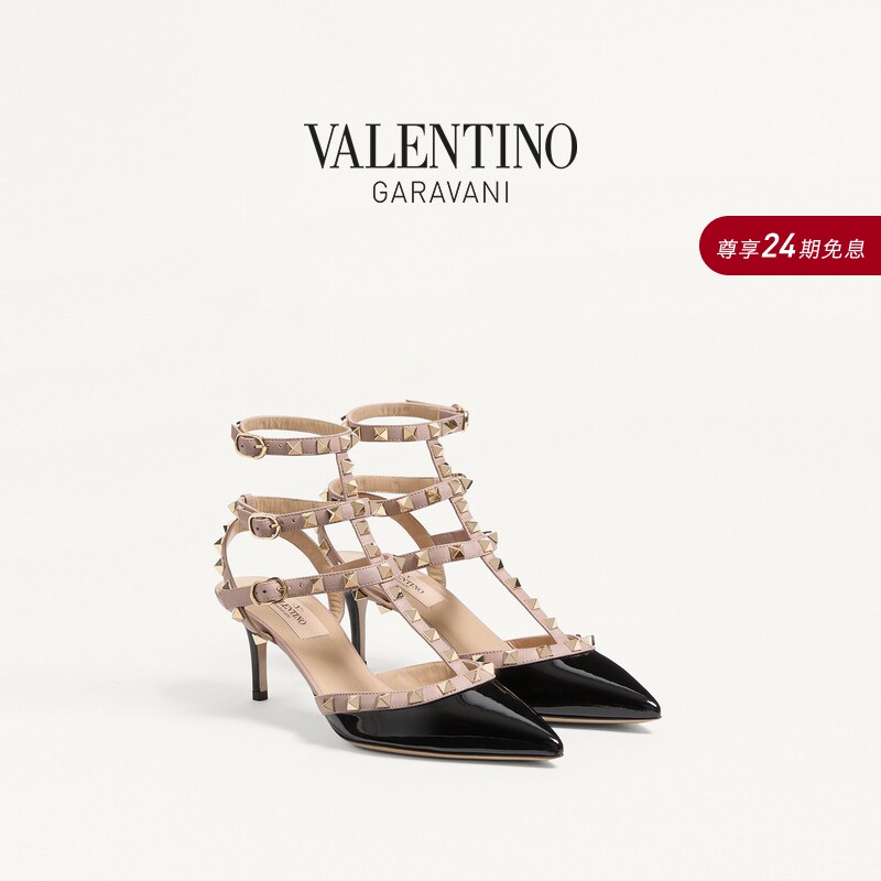 [24 Installments with No Interest] Valentino Women's Rockstud Studded High-Heeled Sandals [Gift]