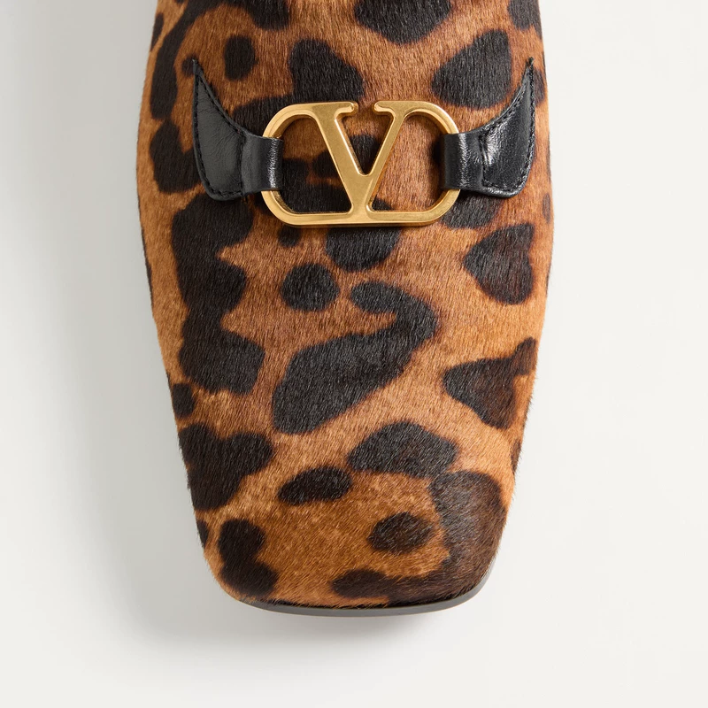 [Подарок] Мужские лоферы VALENTINO BABOUCHE леопардовый принт из коровьей кожи