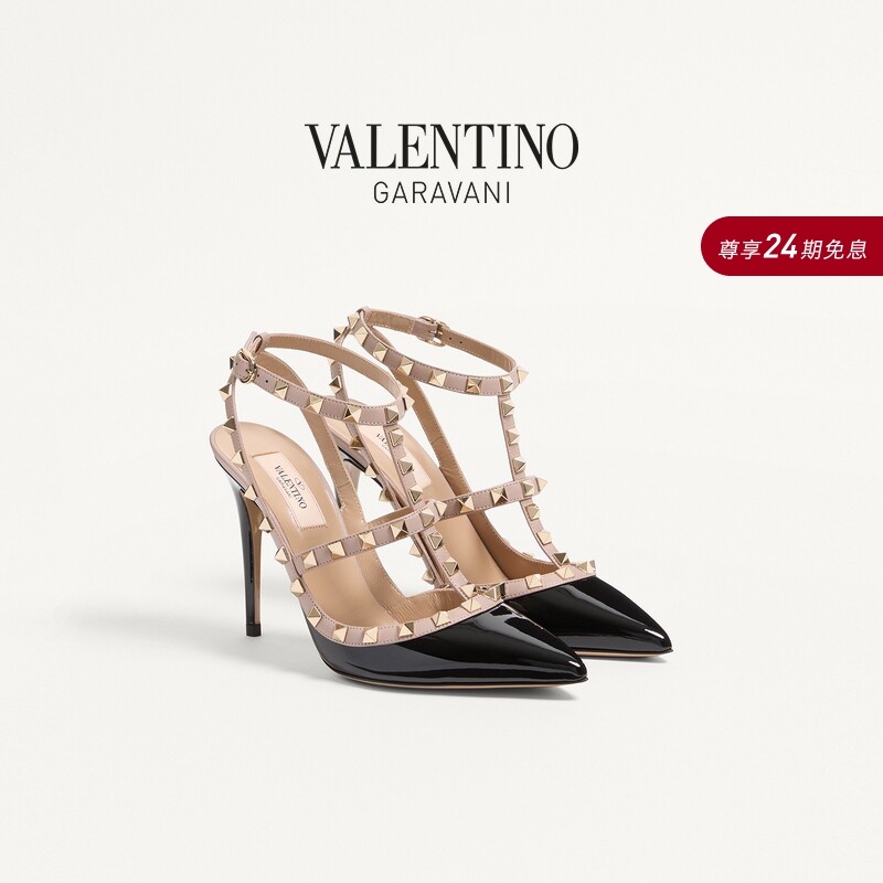 Valentino Women's Rockstud Patent Leather Studded High-Heeled Sandals [Gift]