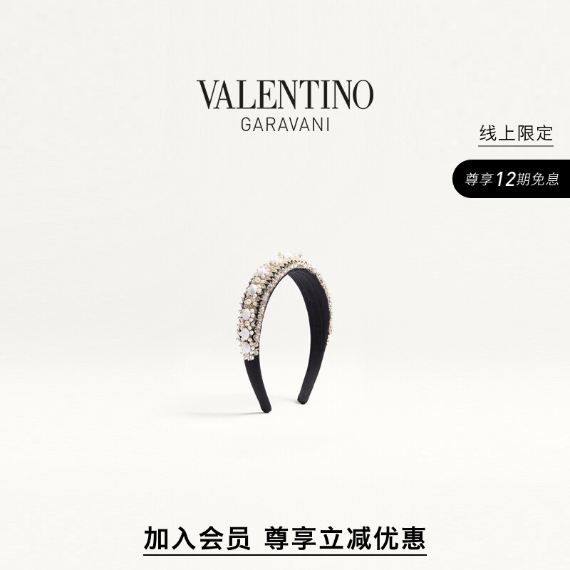 [Member Instant Discount][Online Exclusive] Valentino Women's Wool and Embroidered Headband
