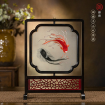 Xiangchuanli purple sandalwood sunflower lattice double-sided embroidery hand-embroidered ornaments new national style creative cultural and creative gifts