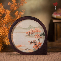 Xiangxian embroidery double-sided embroidery in one simple solid wood frame New China Fengyu Non-ruined Mountain Water Manufacturer Gift