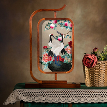 Hunan Chuanli Hunan Embroidery Double-sided Embroidery Manual Embroidery Round Screen Desktop Atmosphere Light Small Night Table Lamp Decoration New Product Creative Gift