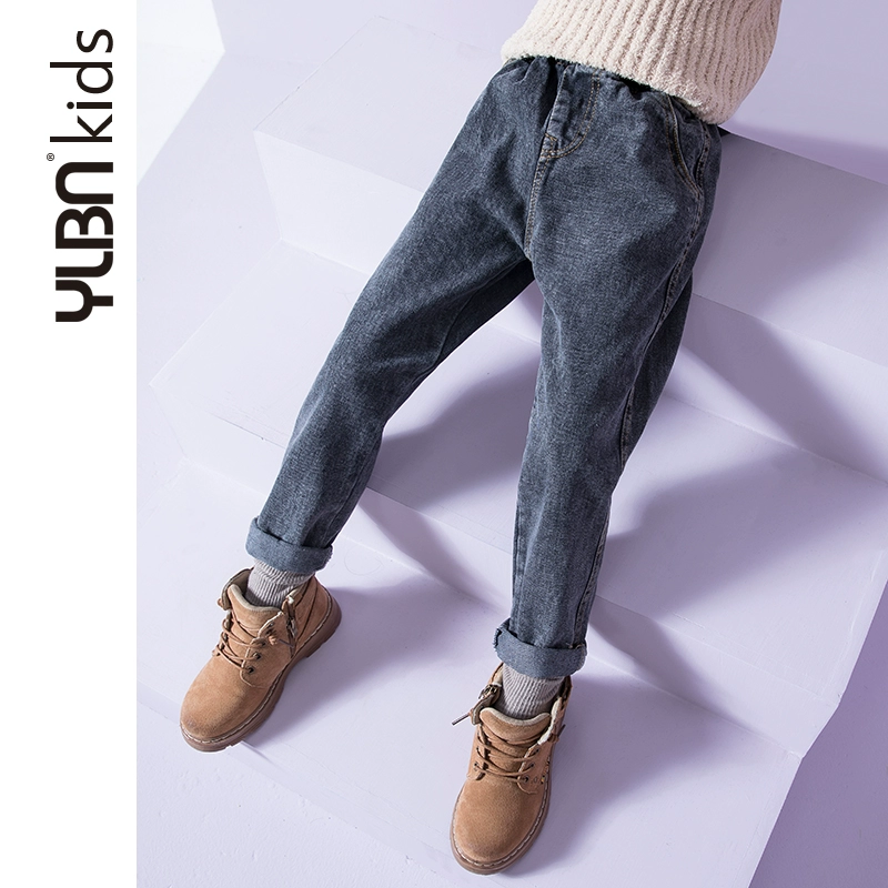 Quần jeans bé gái 2019 mới mùa thu đông trẻ em cộng với áo nhung dày bên ngoài mặc quần âu mùa thu - Quần jean