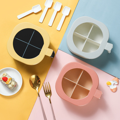 余裕四格带勺一体调味盒多格调料盒分格调味盒北欧撞色调味盒套装