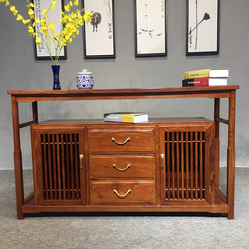 Chinese style red wood mortise and mortise furniture full and modern double door dining cabinet flower pears wood Hedgehog Purple Sandalwood Log Classical Workshop