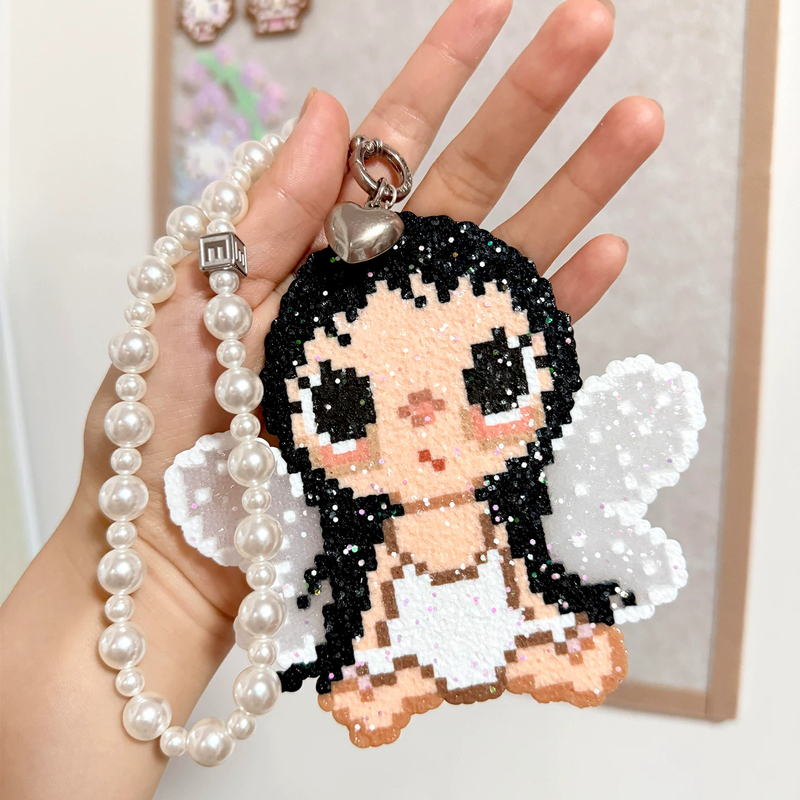 DIY Beaded Keychain with Faux Pearl Chain Bracelet 14cm Lace Trim Sweet Beaded Pendant Clasp DIY Beaded Keychain with Faux Pearl Chain Bracelet 14cm Lace Trim Sweet Beaded Pendant Clasp