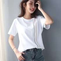 Short sleeve loose Korean T-shirt casual womens top stripe design sense minority half sleeve womens 2021 New ins tide