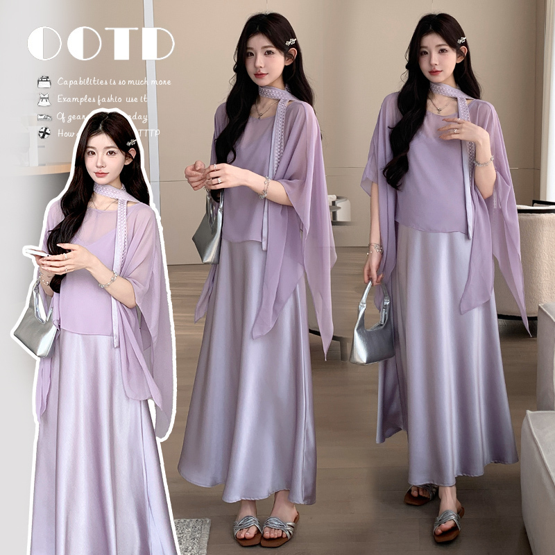 Maternity High-End Dress Set 2026 New Summer French Style Pregnant Women's Outfit That Doesn'T Show Pregnancy, Two-Piece Blouse Set