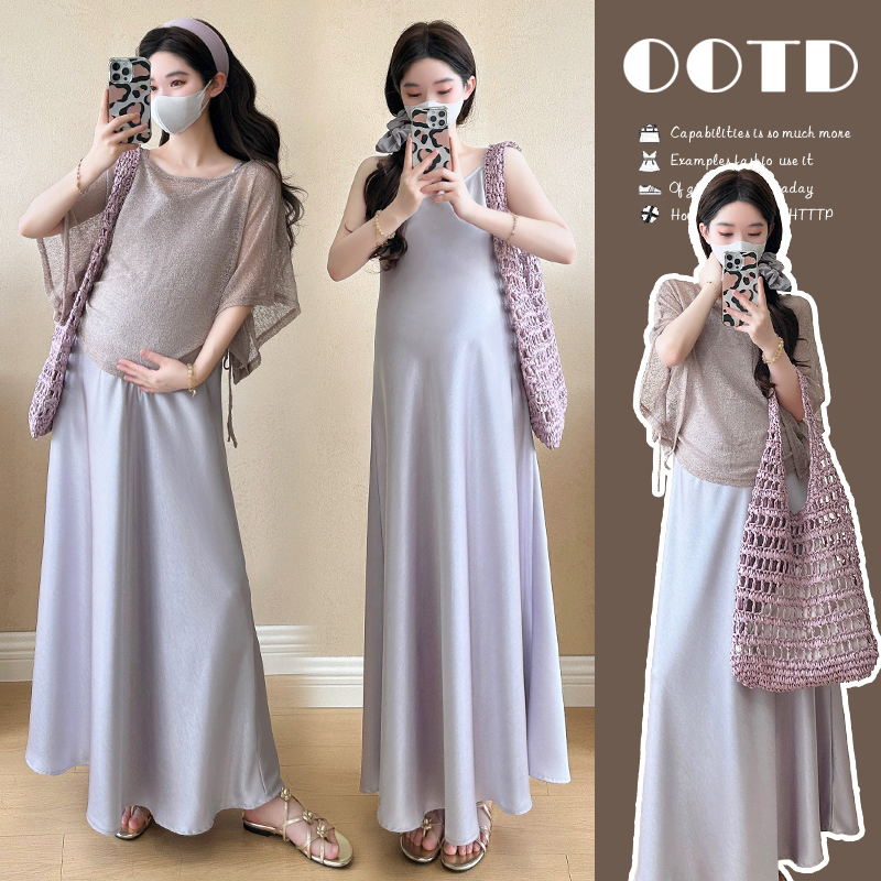 Maternity Dress 2026 New Summer French-Style Suspender Dress for Pregnant Women, High-End Summer Outfit, Casual Top Set