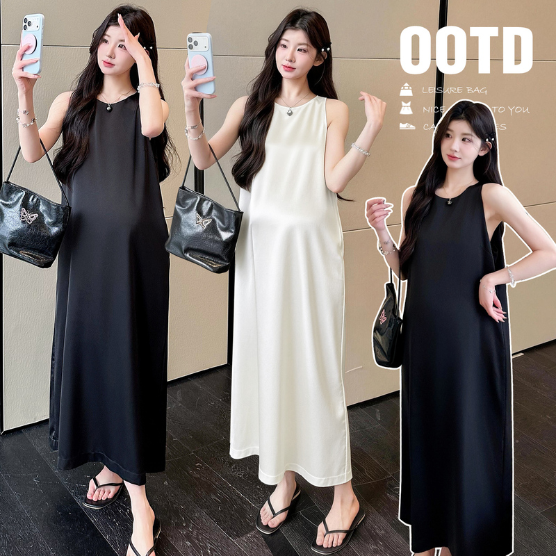 High-End Maternity Wear Summer 2026 New French-Style Dress for Pregnant Women That Doesn'T Show Pregnancy, Thin Long Dress for Summer High-End Maternity Wear Summer 2026 New French-Style Dress for Pregnant Women That Doesn'T Show Pregnancy, Thin Long Dress for Summer