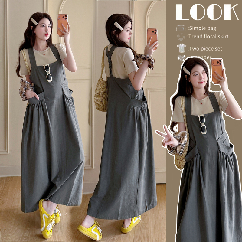 Maternity Summer Dress Set 2026 New Style, Suitable for Wearing during Pregnancy Without Looking Bulky, Summer Dress with a High-End Feel, Tank Dress That Covers the Belly