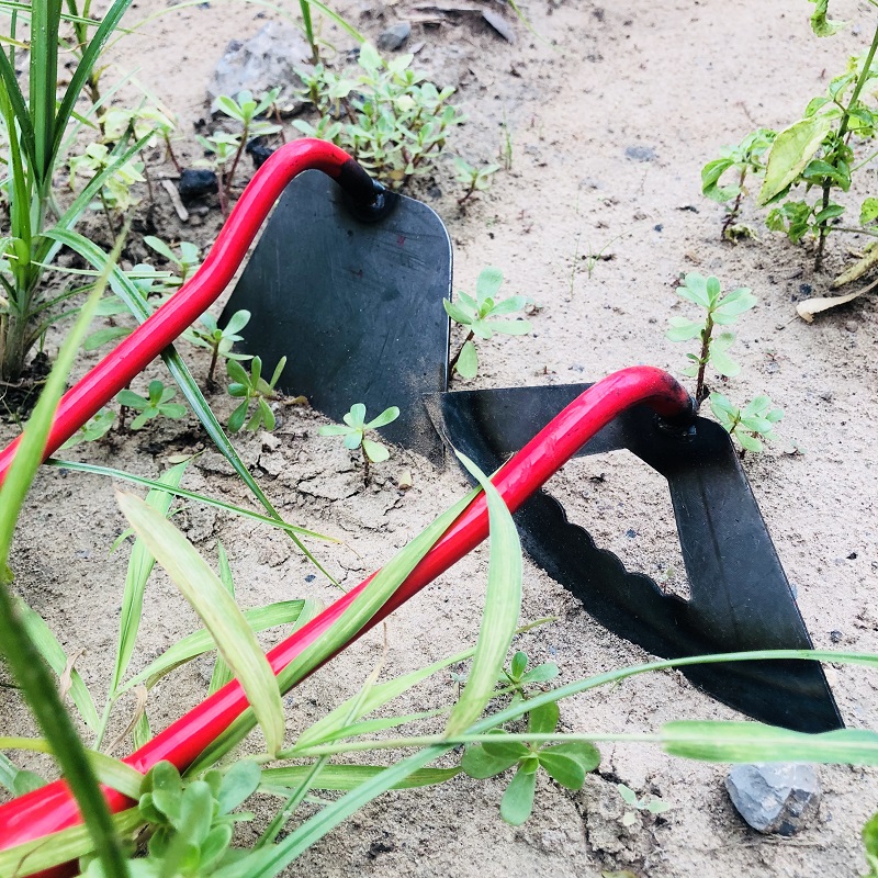 Full steel weeding small hoe hoe weed special home seed flower seed vegetable tool round hoe hollow hoe outdoor pine soil open