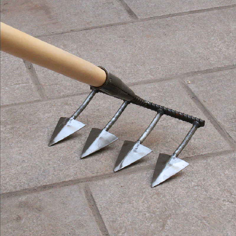 Agricultural all-steel hoe Multifunctional ripper rake Household weeding hoe Wasteland turning god three four five tooth pickaxe
