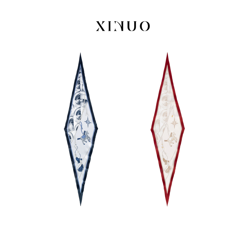 [Same as Zhou Shen's Concert] Xinuo Silk Scarf, Good Luck and Safe Journey, Mulberry Silk, Vintage Diamond Pattern Scarf