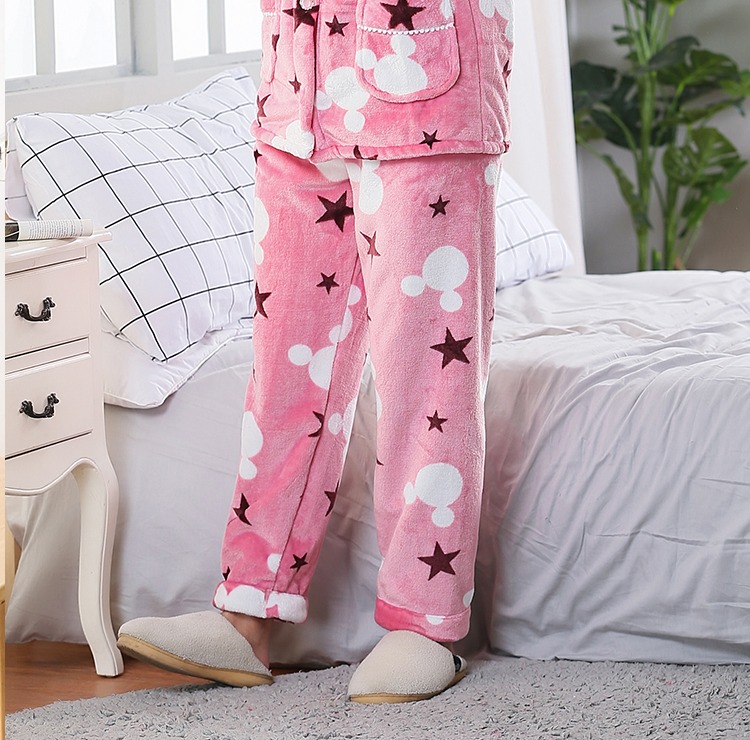 2018 thu đông flannel quý bà quần ngủ dày lông cừu san hô ấm rộng kích thước lớn ấm áp thẳng quần nhà quần sịp nam