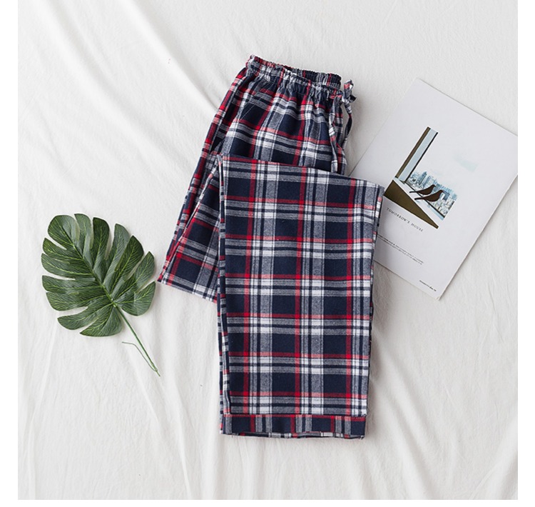 2018 mùa thu mới cho nam quần flannel cotton pyjama lỏng kích thước lớn lưới dịch vụ nhà quần thẳng ra có thể được mặc quần thun dài nữ