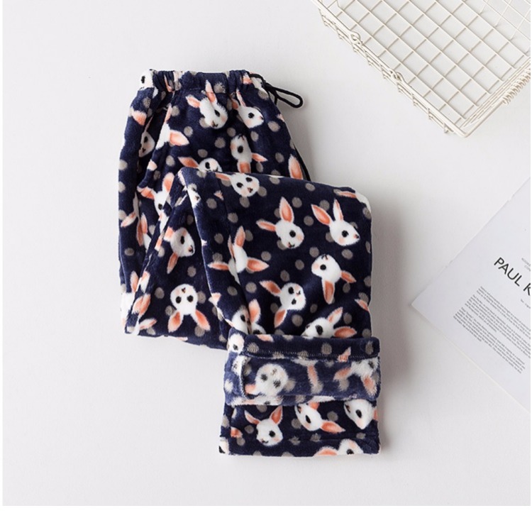 2018 thu đông flannel quý bà quần ngủ dày lông cừu san hô ấm rộng kích thước lớn ấm áp thẳng quần nhà quần sịp nam