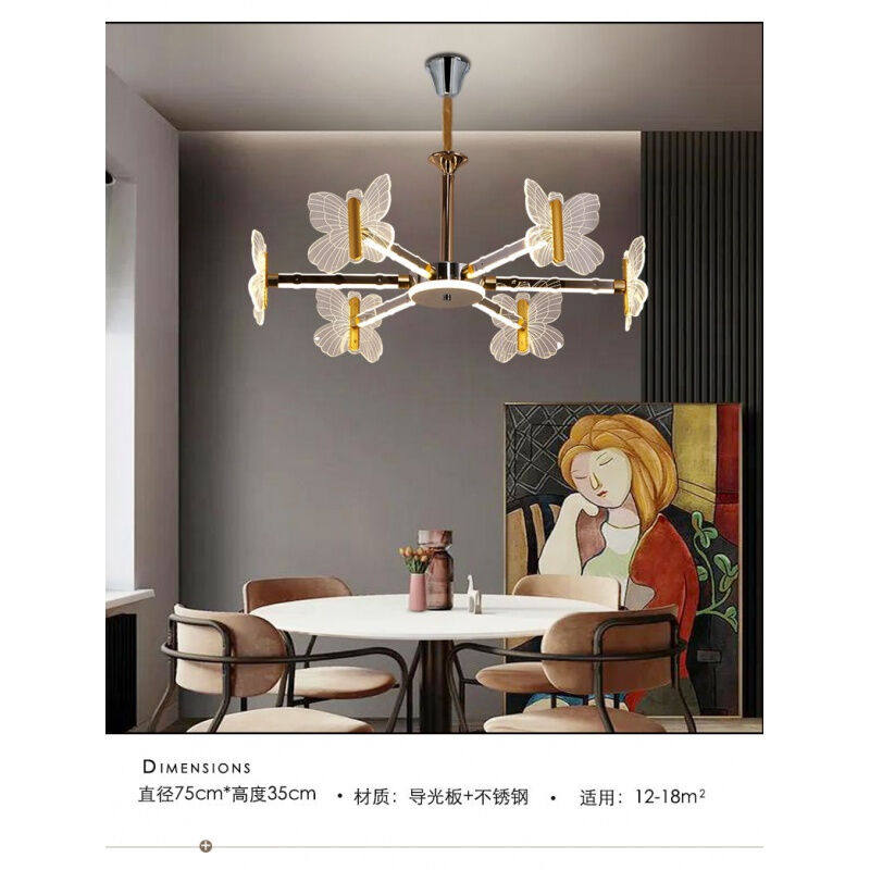 Bedroom hall modern simple living room chandelier trendy home lamp arm glowing butterfly shape dining chandelier 6 heads three