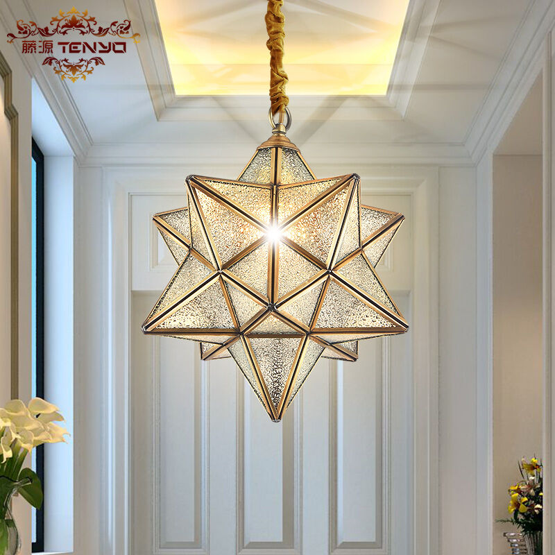 Vine Source Eu Style Full Copper Chandelia American Dining Hall Bedroom Creative Copper Lamp Personality Art Bar Terrace balcony Star