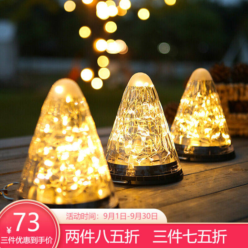 Upper Accumulated Solar Lamp Home Garden Tapered Mesh Red Light Atmosphere Decorate Starry Copper Wire Lamp Outdoor Night Market Light