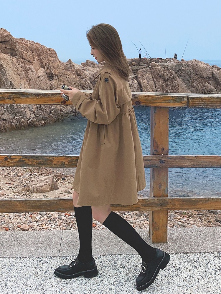 French MOJY early spring pregnant women coat autumn and winter outerwear windbreaker belly dress small man early autumn sense of luxury