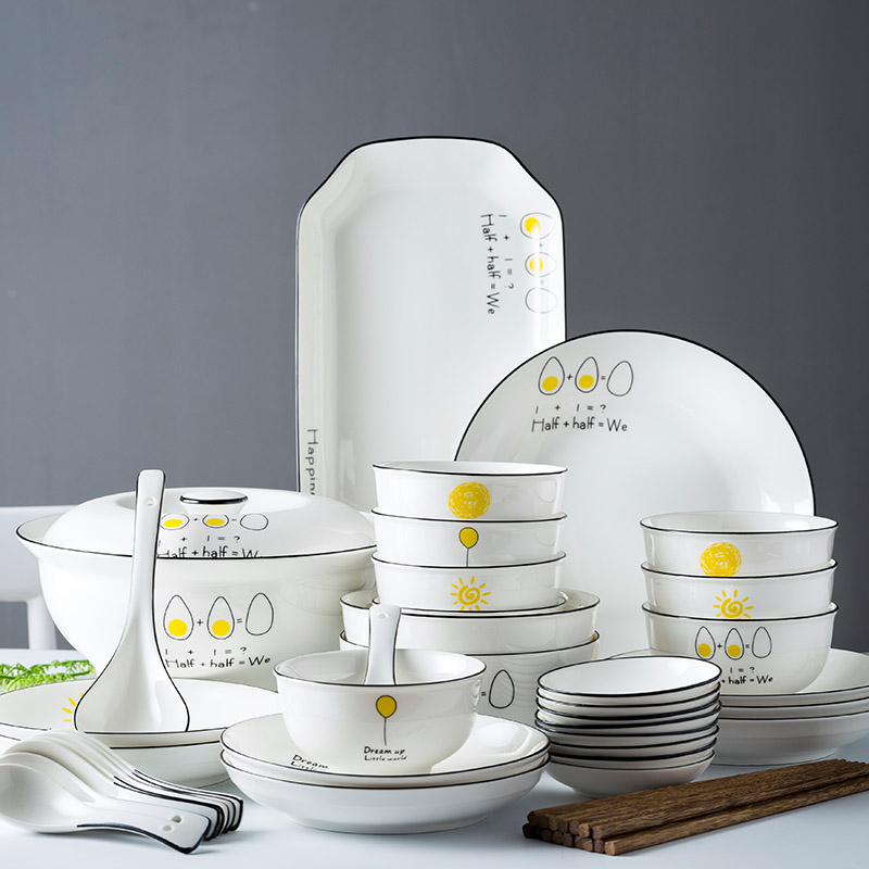 Nordic cutlery dishes dishes chopsticks porcelain dishes set net red creative ceramic dishes bowls home combination modern simplicity