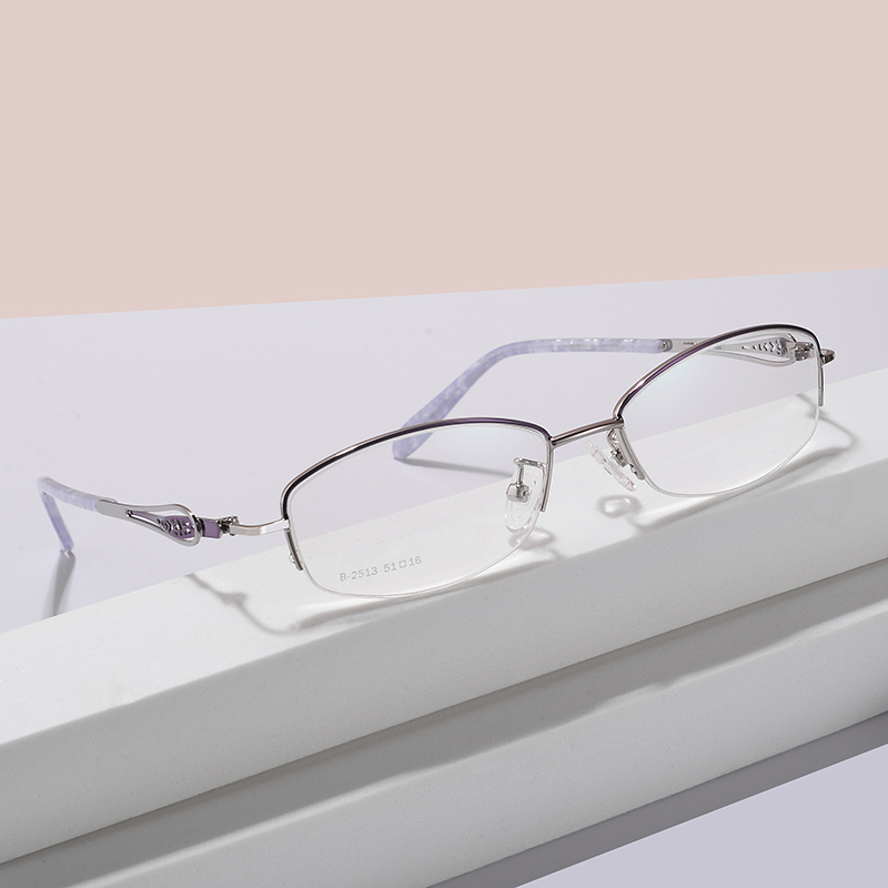 Half-frame myopia glasses female with degree fashion pure titanium ultra light eye frame radiation-proof carry blue light finished product