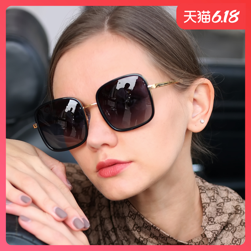 2022 new polarized myopia degree sunglasses retro women square Korean version Chains chic discoloration driving sunglasses