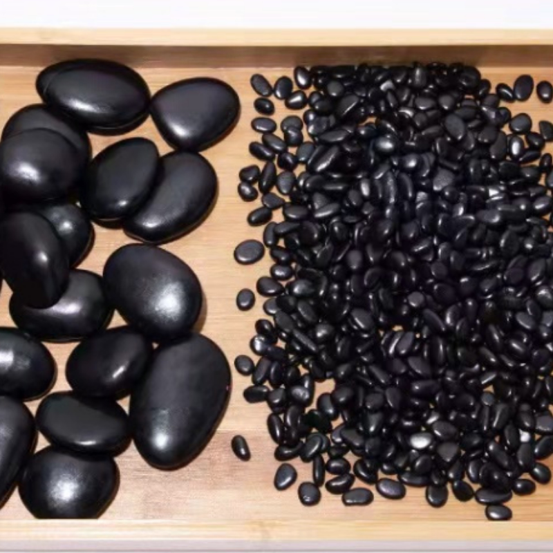Guangdong Black Pebbles, Small Black Stones for Garden Paving, Rain Flower Stones, Pebbles for Gardening, Balcony Decoration, Polished