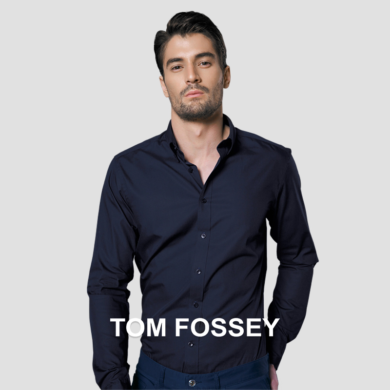 [Hot Item Returns] Tomfossey Vilke Navy Blue Pure Cotton Breathable Slim-Fit Men's Casual Shirt