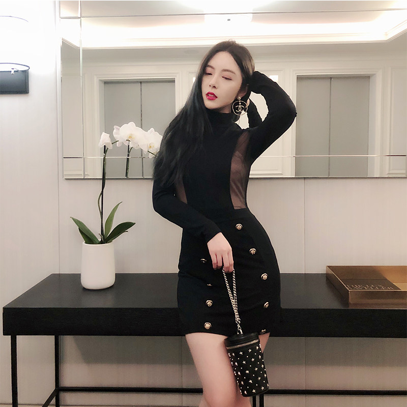 OLASTAGE X Madamex joint new black tulle dress ladies