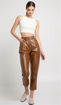 OLASTAGE Australian niche design brand Winter muse New crocodile mocha slim leather pants