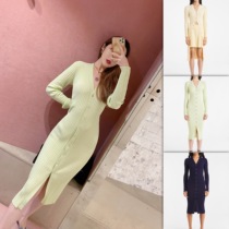 OLASTAGE Australian niche designer DION LEE new casual home knit cardigan long dress