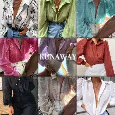 OLASTAGE Australian designer brand RUNAWAY new autumn Palace style embroidery niche shirt versatile
