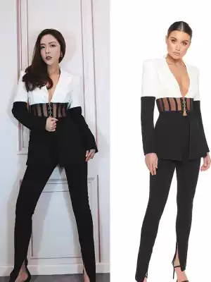 OLASTAGE Australian designer brand ELIYA new European and American sexy black and white mosaic suit suit women