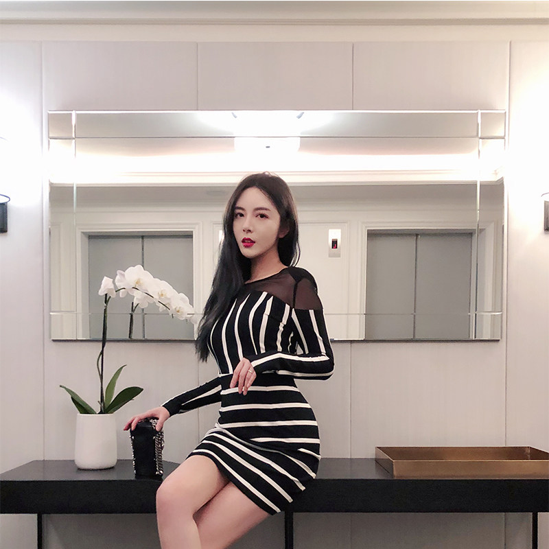 OLASTAGE X Madamex joint new product striped foreign decoration body niche design tulle skirt summer